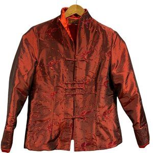 Boerzhongshi Red Brocade Sequin Quilted Cheongsam Qipao Tang Jacket Size XL